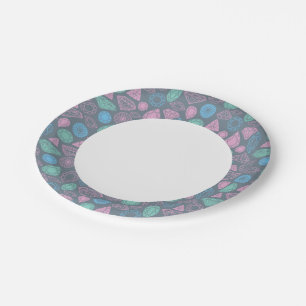 Gemstone Icon Pattern Paper Plate