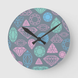 Gemstone Icon Pattern Round Clock