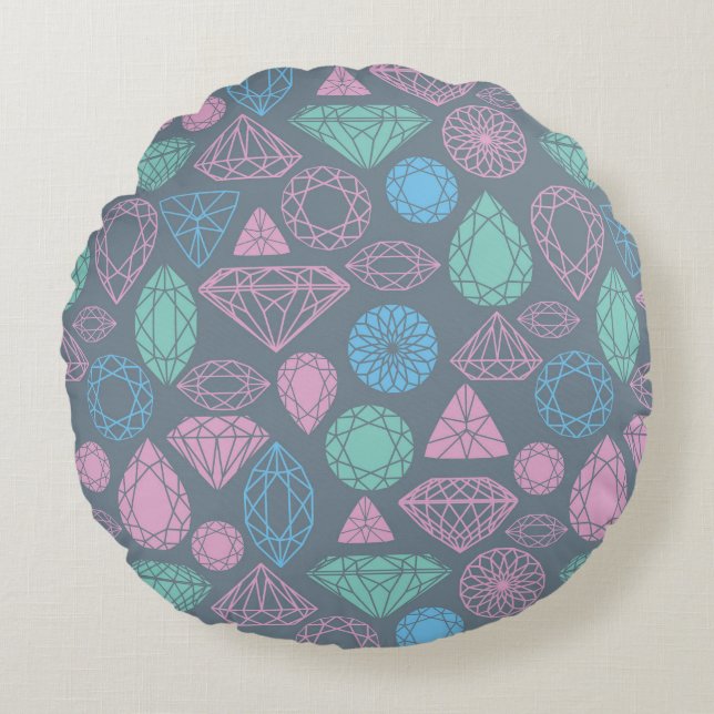 Gemstone Icon Pattern Round Cushion (Front)