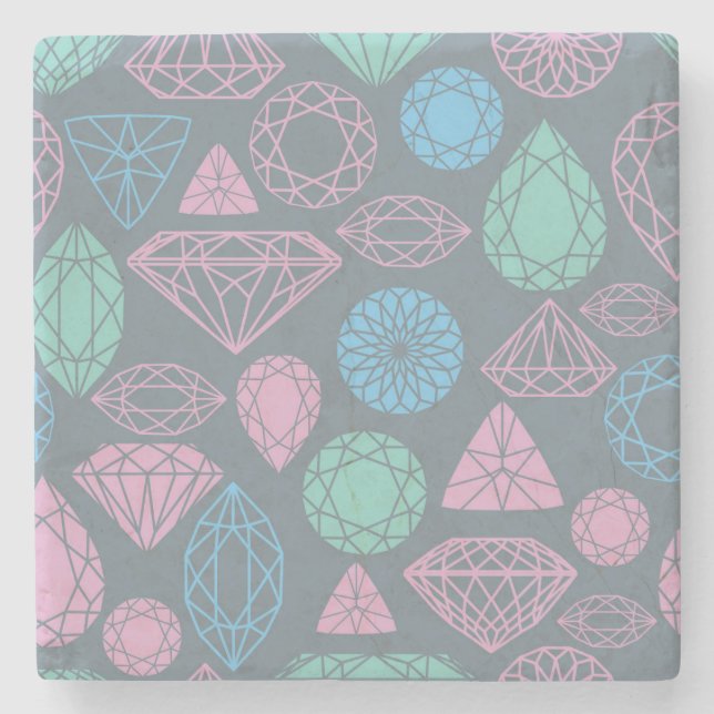 Gemstone Icon Pattern Stone Coaster (Front)