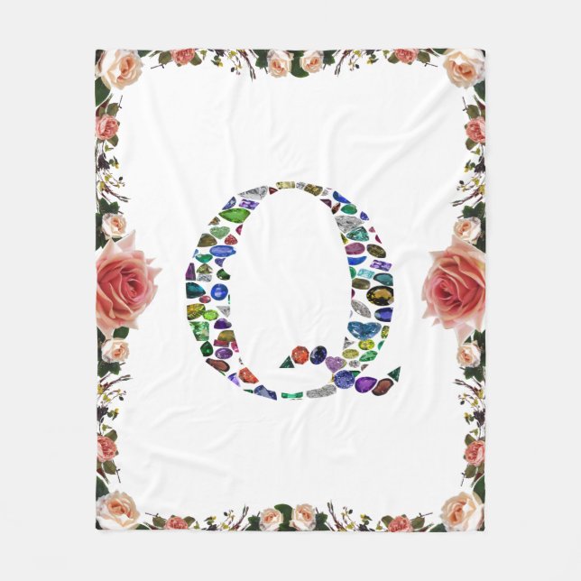 Gemstone Monogram Letter Q Fleece Blanket (Front)