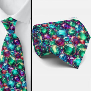 Gemstone Neck Tie Jewel Tone Colours