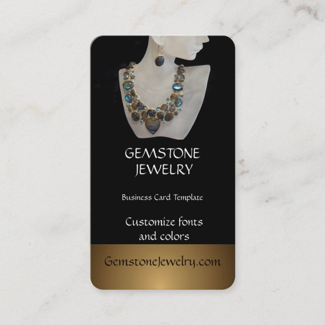 Gemstone Necklace Jewellery Shop Business Card (Front)