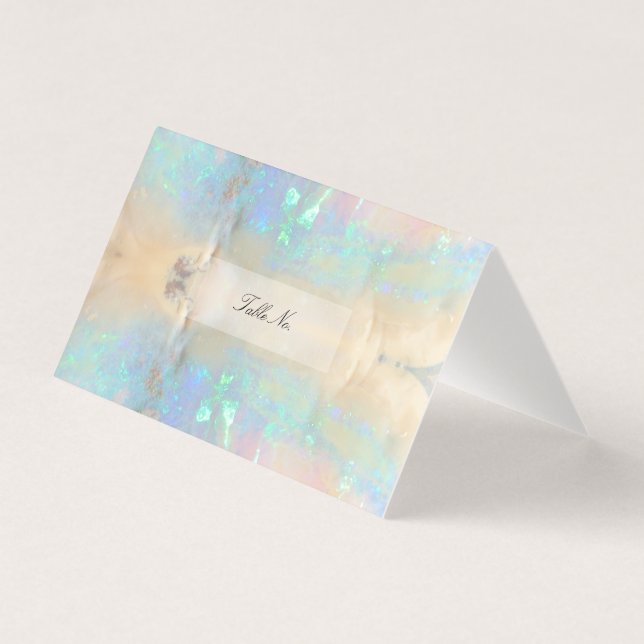 Gemstone Opal Crystal Gem Marble Table Card (Front)