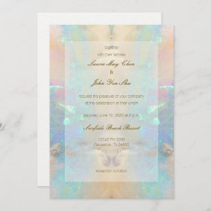 Gemstone Opal Crystal Marble Wedding Invitation