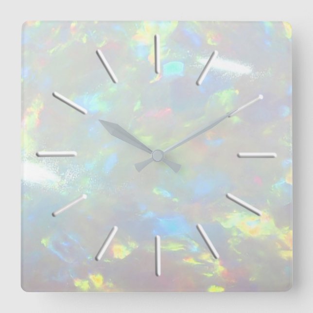 gemstone opal photo square wall clock (Front)