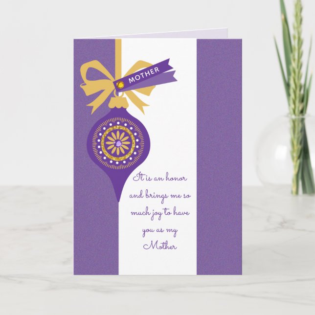 Gemstone & Ornament Christmas Card For Mother (Front)