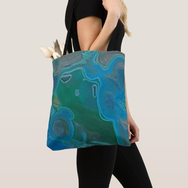 Gemstone Photo Vivid Blue Green Abstract Gem Tote Bag (Close Up)