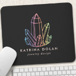 Gemstone Rainbow Quartz Crystal Business Logo Mouse Mat<br><div class="desc">Gemstone Rainbow Quartz Crystal Business Logo Mouse Pad. This elegant modern trendy business design features a rainbow gradient quartz crystal cluster on a solid black background. Perfect for a jewelry designer,  fashion blogger,  holistic reiki master or even a boutique!</div>