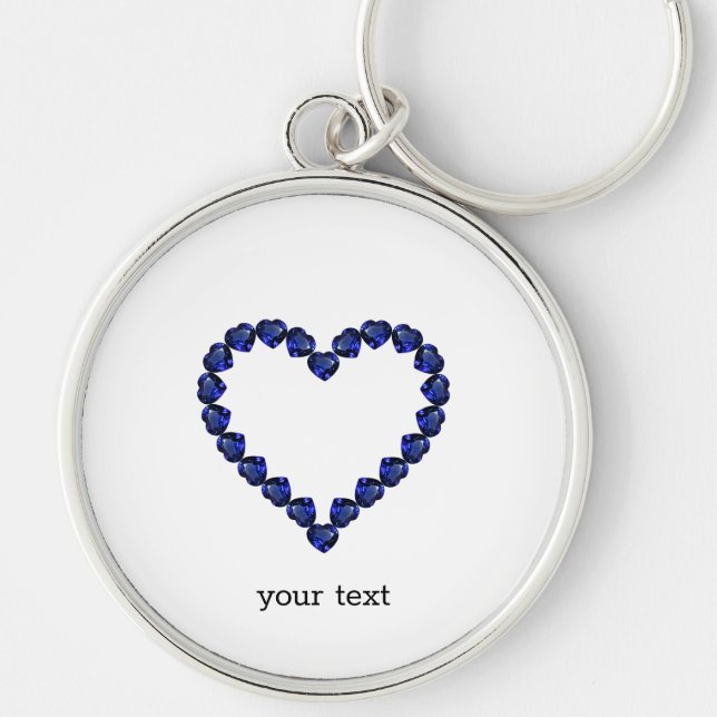 Gemstone Sapphire Blue Heart Key Ring (Front)