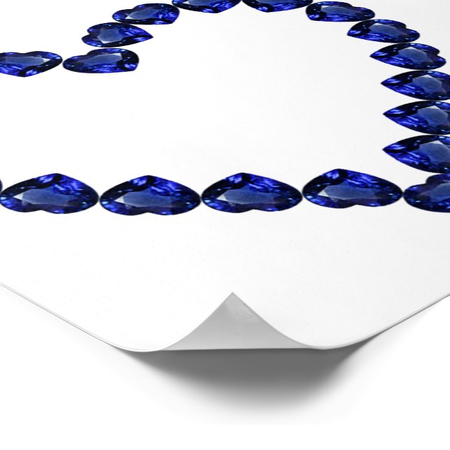 Gemstone Sapphire Blue Heart Poster (Corner)