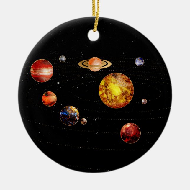 Gemstone Solar system Ceramic Tree Decoration (Front)