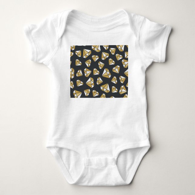 Gemstone Themed Vintage Seamless Pattern. Baby Bodysuit (Front)