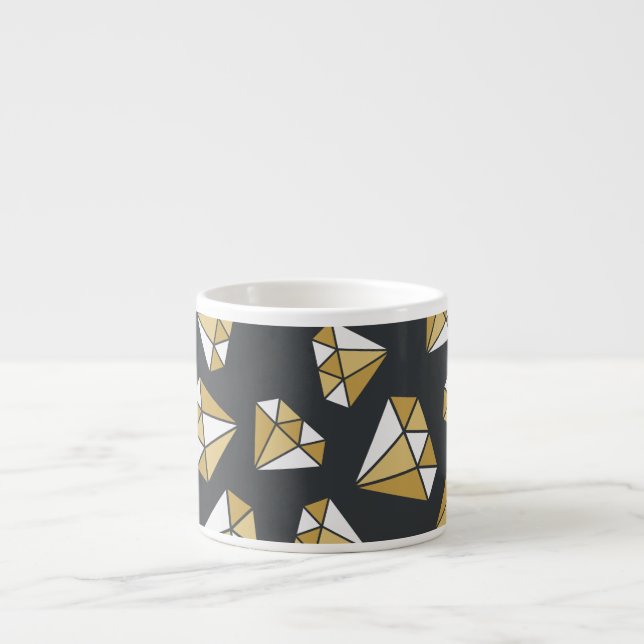 Gemstone Themed Vintage Seamless Pattern. Espresso Cup (Front)