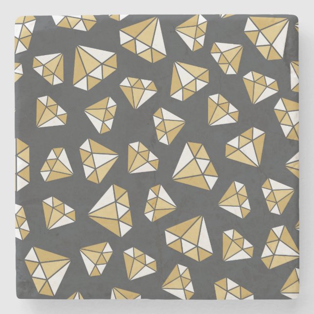 Gemstone Themed Vintage Seamless Pattern. Stone Coaster (Front)
