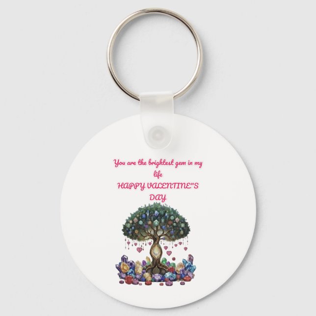 Gemstone Tree Valentine's gift Key Ring (Front)