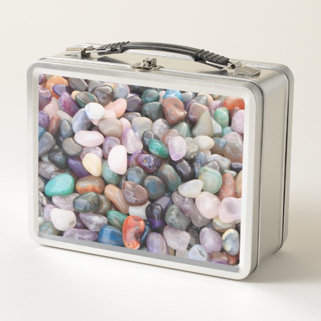 Gemstones Crystals Pebbles Metal Lunch Box (Front)
