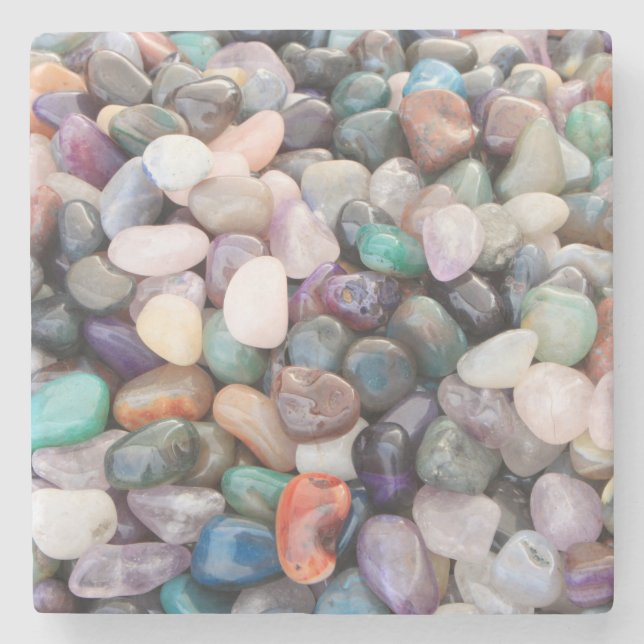 Gemstones Crystals Pebbles Stone Coaster (Front)