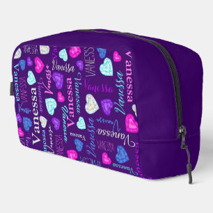 Gemstones hearts custom name colourful Vanessa Dopp Kit