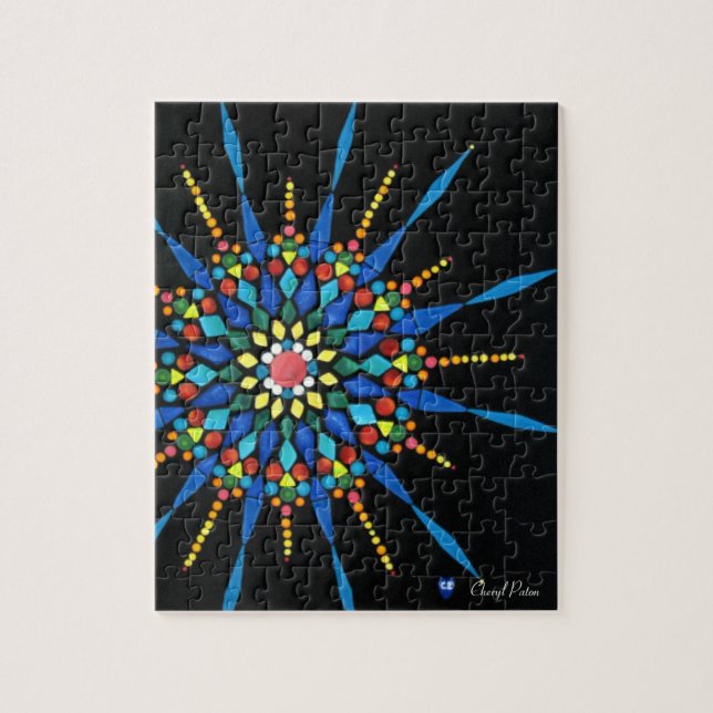 Gemstones in a Mosaic Mandala Pattern, Puzzle (Vertical)