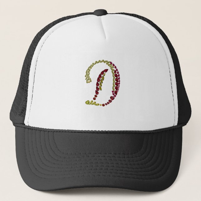 Gemstones Initial Letter D Trucker Hat (Front)