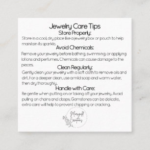 Gemstones Jewellery Care Tips Square Business Card