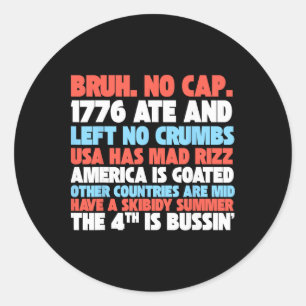 Gen A Slang 4th Of July Apparel Funny Generation A Classic Round Sticker
