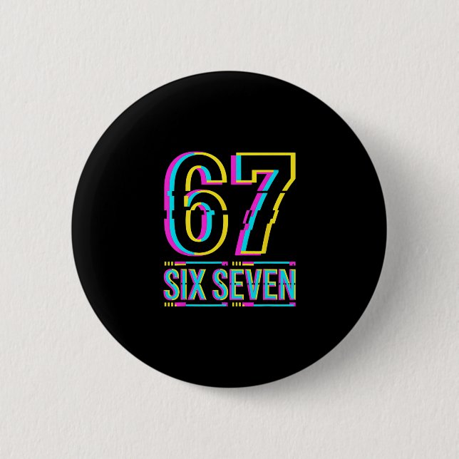 Gen Alpha Six Seven 6 7 Meme  Cm Round Badge (Front)