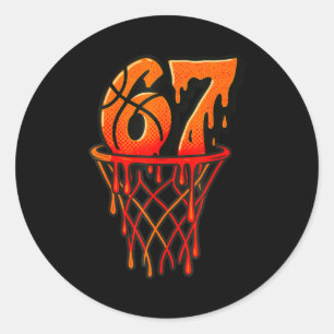 Gen Alpha Slang Kids 67 Basketball Ice Cream Drip  Classic Round Sticker