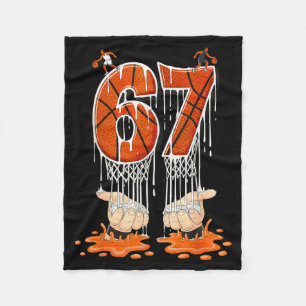 Gen Alpha Slang Kids 67 Basketball Ice Cream Drip  Fleece Blanket