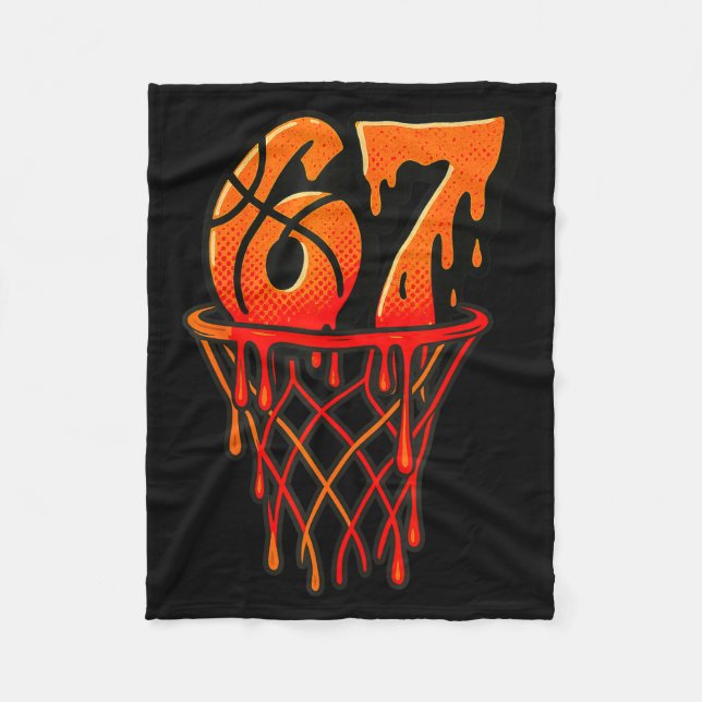 Gen Alpha Slang Kids 67 Basketball Ice Cream Drip  Fleece Blanket (Front)