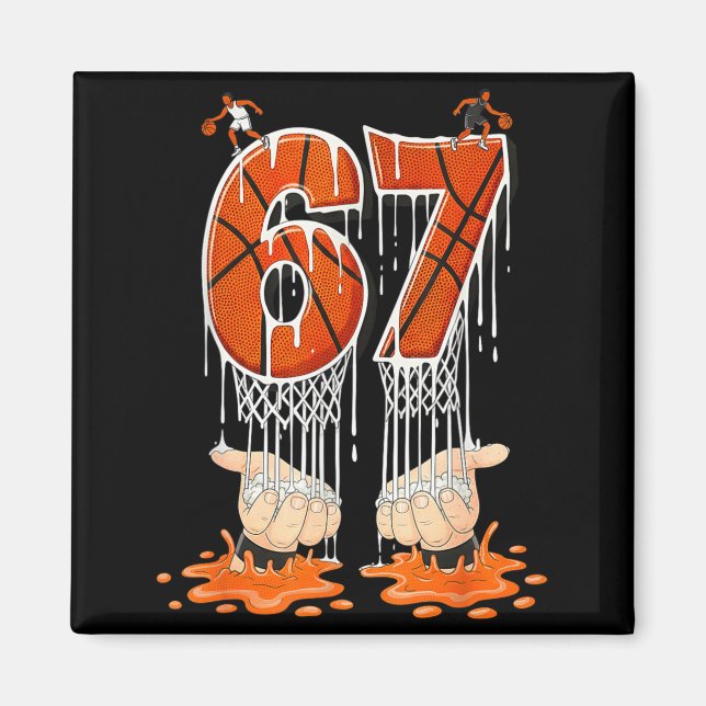 Gen Alpha Slang Kids 67 Basketball Ice Cream Drip  Magnet (Front)