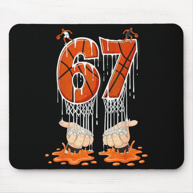 Gen Alpha Slang Kids 67 Basketball Ice Cream Drip  Mouse Mat (Front)