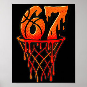 Gen Alpha Slang Kids 67 Basketball Ice Cream Drip Poster