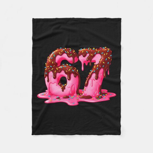 Gen Alpha Slang Kids 67 Ice Cream Drip Six Seven  Fleece Blanket (Front)
