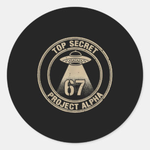 Gen Alpha Slang Kids 67 Meme Six Seven Humor Ufo A Classic Round Sticker