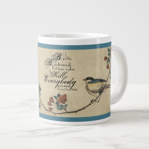 Gen. James Mattis Quote on Floral Background Large Coffee Mug
