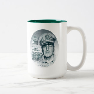 Gen. MacArthur I Have Returned (Bluegreen Print) Two-Tone Coffee Mug