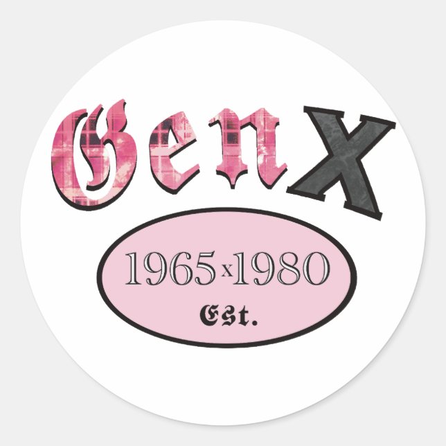 Gen X 1965-1980 Classic Round Sticker (Front)