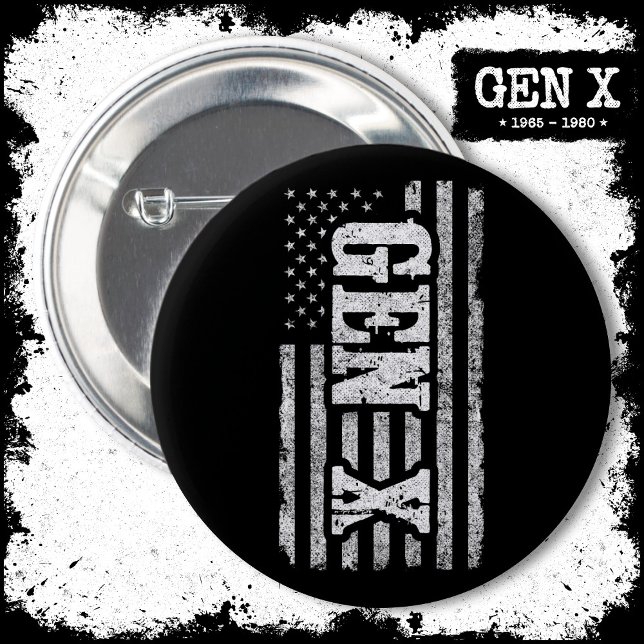 Gen X Gen Xer Generation X American Flag Gen X 6 Cm Round Badge (Creator Uploaded)