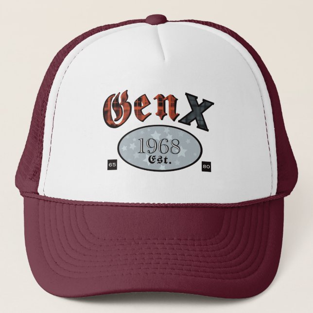 Gen X (Generation X year 1968) Trucker Hat (Front)