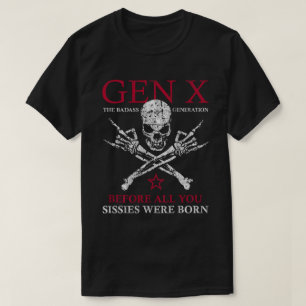 Gen X The Badass Generation Skull Rock Hand T-Shirt