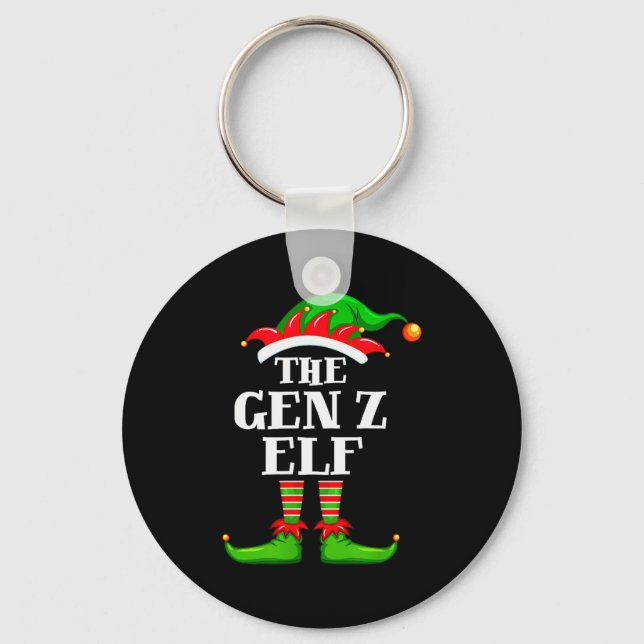 Gen Z Elf Matching Family Group Christmas Party Py Key Ring (Front)