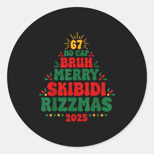Gen Z Teen Slang Christmas 2025 Brainrot Meme Teen Classic Round Sticker (Front)