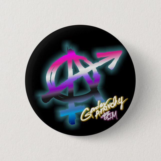 Gender Anarchy - Genderfluid Colours - Pride 6 Cm Round Badge (Front)