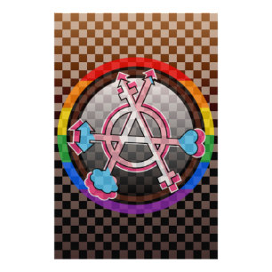 Gender Anarchy Symbol, Emblem on Dark Chequerboard Photo Print