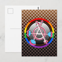 Gender Anarchy Symbol, Emblem on Dark Chequerboard