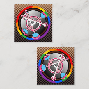 Gender Anarchy Symbol, Emblem on Dark Chequerboard Square Business Card