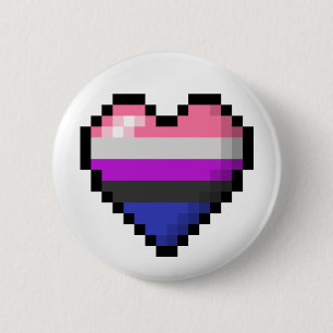 Gender Fluid Pixel Heart 6 Cm Round Badge