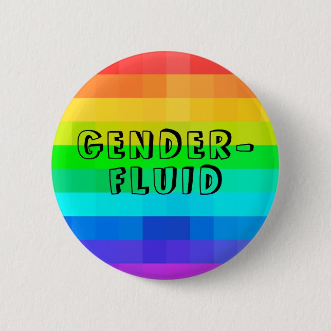 Gender-Fluid Pronouns LGBTQ Rainbow Button (Front)